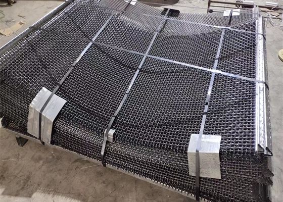 Mine Sieving Sand Hooked Vibrating Wire Mesh Screen Crimp Stainless Steel